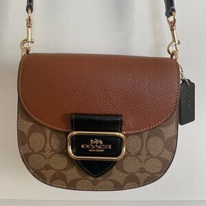 COACH Morgan Saddle Bag in Colorblock Signature Canvas